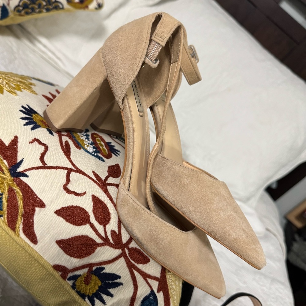 Alex Marie Genevieve Tan Block Heel Pumps